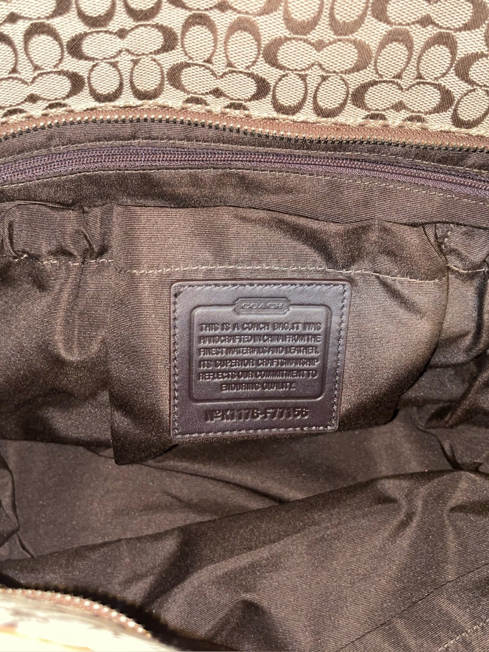 Coach Brown and Beige Signature Canvas Tote - Picture 8 of 14